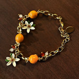 Sweet Orange & Floral Charm Bracelet