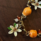 Sweet Orange & Floral Charm Bracelet
