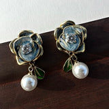 Camellia Blossom Pearl Studs