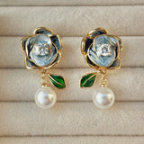 Camellia Blossom Pearl Studs