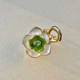 Green Floral Charm Studs