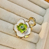Green Floral Charm Studs