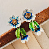 Blue Botanical Beauty Studs
