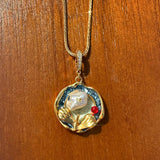 Navy Elegance Oil Painting Baroque Pearl Pendant Necklace