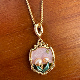 Pink Elegance Oil Painting Baroque Pearl Pendant Necklace