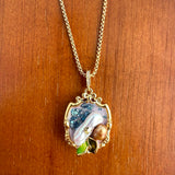 Blue Elegance Oil Painting Baroque Pearl Pendant Necklace