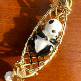 Sleepy Panda in Moonlight Cradle Pendant Necklace