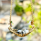 Sleepy Panda in Moonlight Cradle Pendant Necklace
