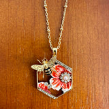 Bee And Flower Pendant Necklace