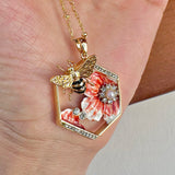 Bee And Flower Pendant Necklace