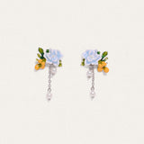 Sky Blue Blossom and Pearl Studs
